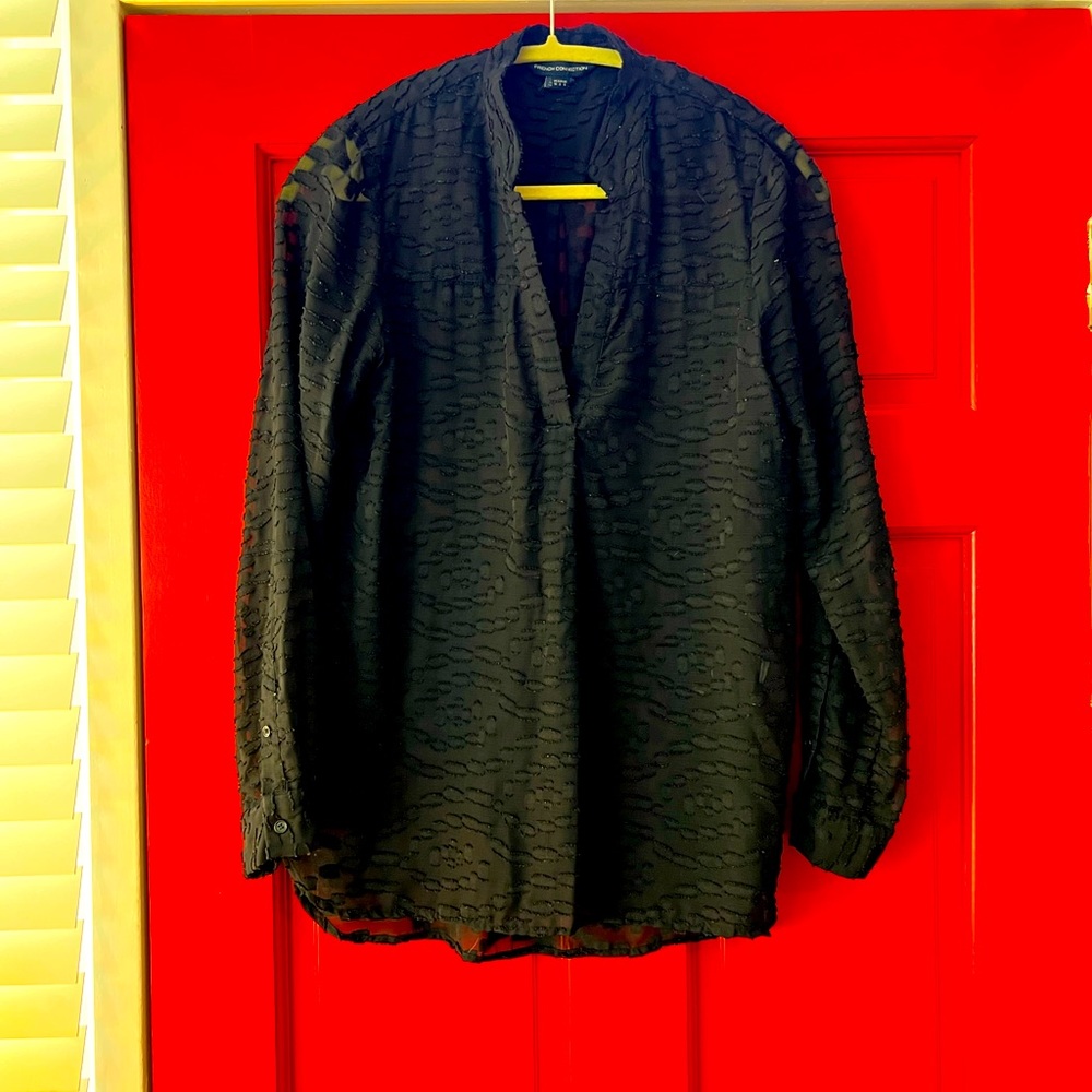 French connection sheer black top sz 6